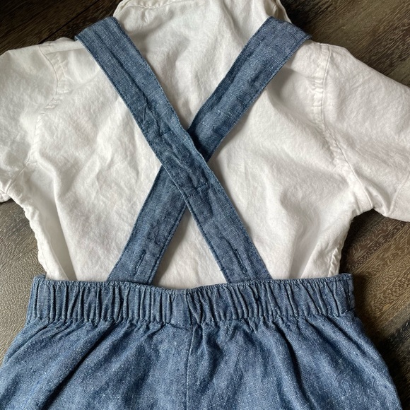 SOLD Janie and Jack linen shorts overalls, 12-18 months - Picture 7 of 13